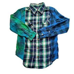 Kids Custom Rebuilt Flannel Shirt OOAK Cotton Plaid One Size 8-10 Patchwork TINY